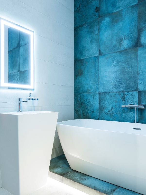 A very modern bathroom in a luxury home design