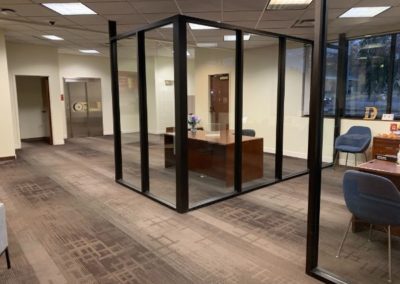 Example of an office infill project with room dividers and desks.