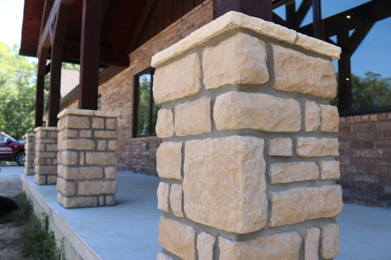 Stonwork on the exterior of a new custom home building project in Buffalo MO.